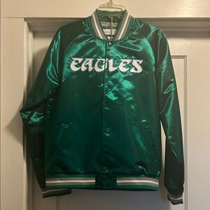 Mitchell & Ness Green Satin Philadelphia Eagles Varsity Jacket - NWT, XL